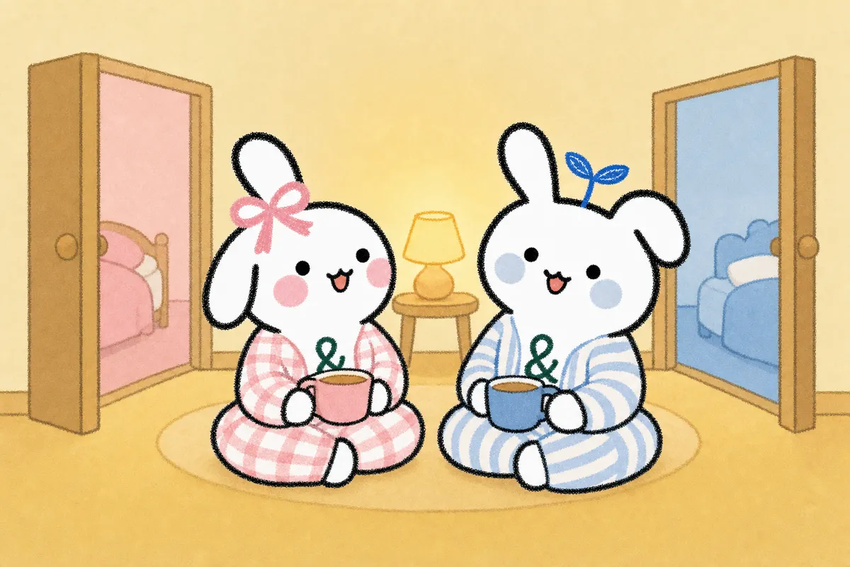 각자의 방으로 가기 전 문 앞에서 십 분 인사를 나누는 앤토 부부 삽화